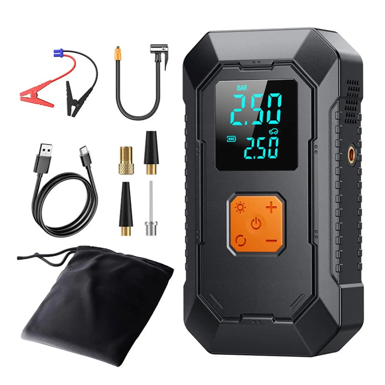 Avviatore di emergenza per batteria per auto, ricarica compatta senza fili, luce di emergenza versatile
