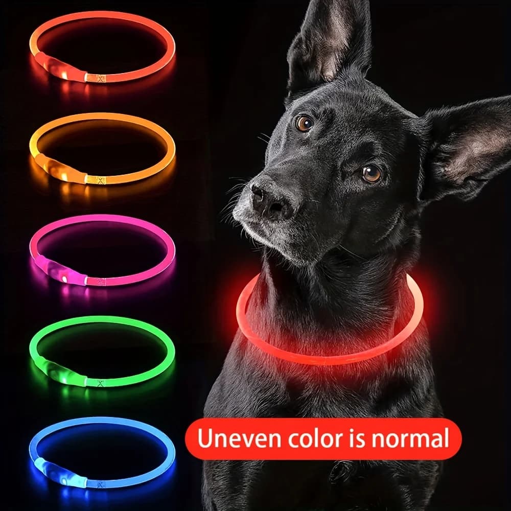 Collare luminoso per cani, collare luminoso a LED con ricarica USB, collare luminoso per animali domestici con porta USB-C