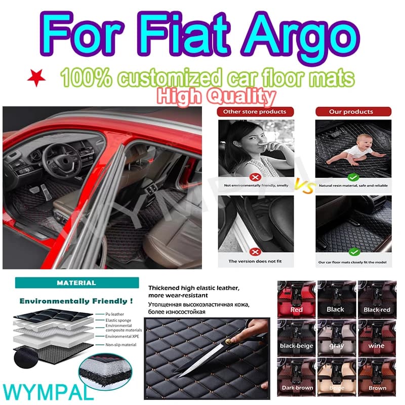 Luxury Custom Leather Car Mat for Fiat Argo 2020 2021 2022 Protective vehicle interior accessories Set complete artificial