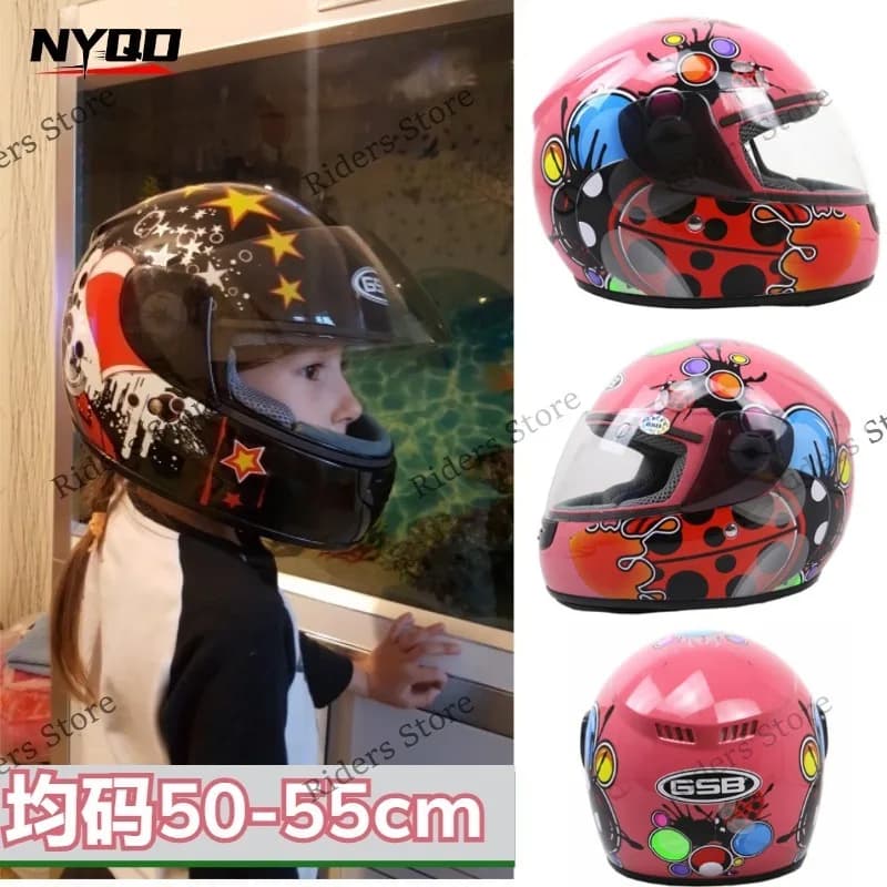 Casco GSB per Bambini - Casco Moto Caldo e Protettivo a Copertura Totale per Auto Elettriche, Bici a Batteria, Neonati e Bambini