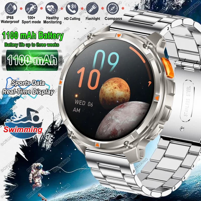 Nuovo Smartwatch T-Rex3 Ultra con Batteria da 1100mAh, Bussola, Impermeabile 5ATM, GPS per Sport all'Aperto, Torcia Militare