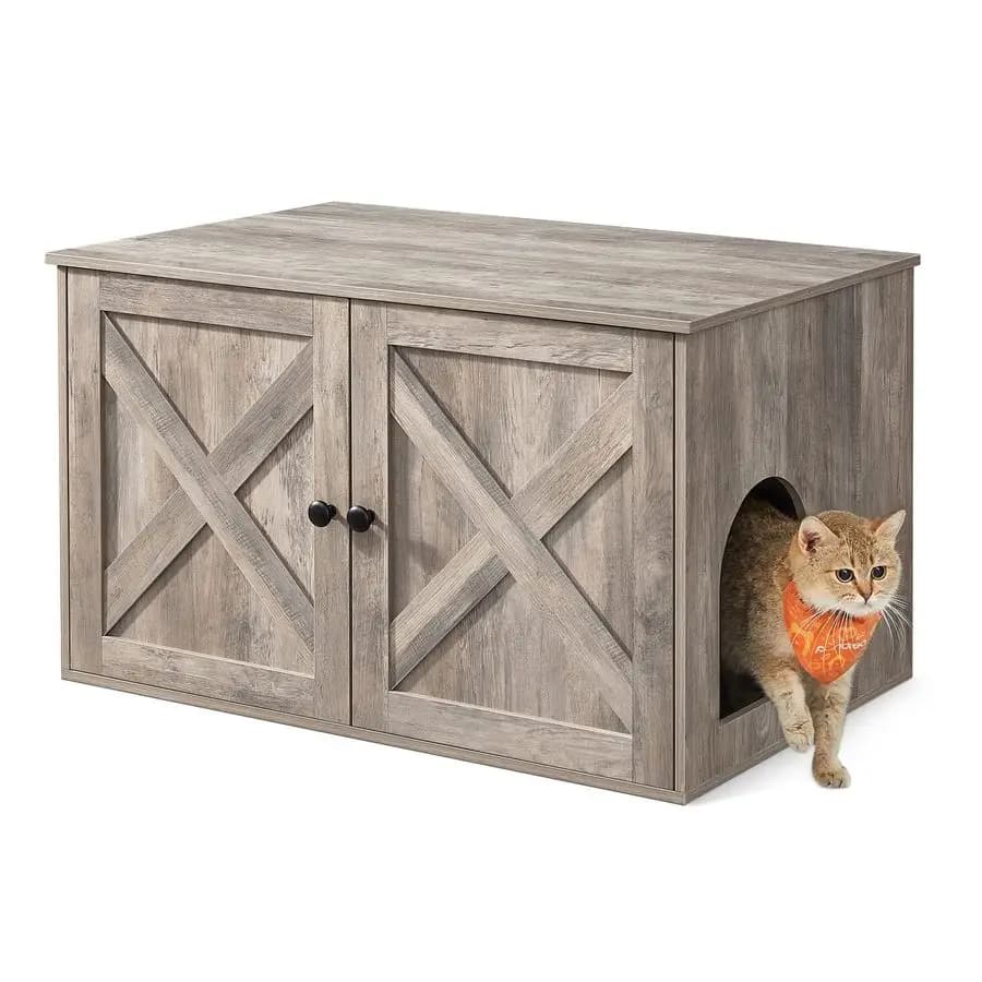 Custodia per lettiera per gatti, mobili per lettiera nascosti con divisore rimovibile, casetta per gatti da interno, tavolino, 31,5 x 20,9 x 19,7 pollici