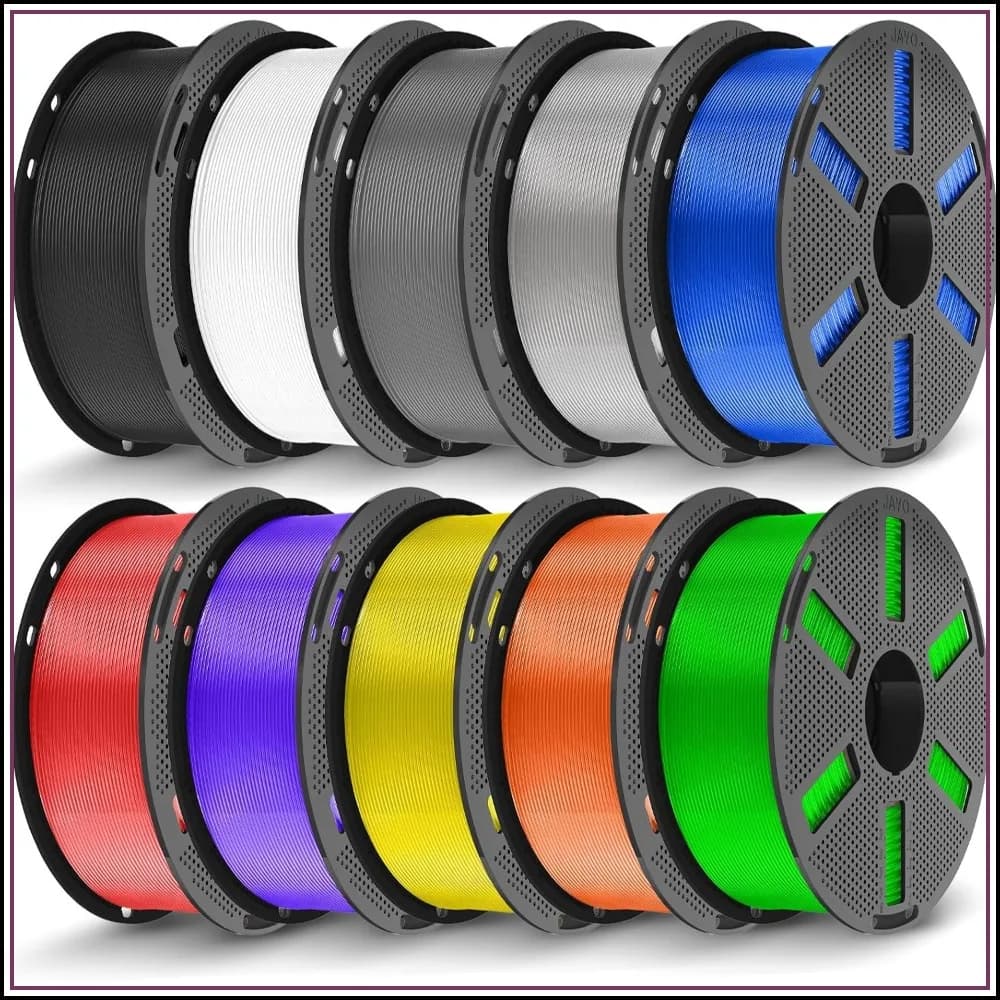 PLA 3D Printer Filament Bundle 1.75mm 10-Pack 11kg, Multicolor, ±0.02mm Accuracy