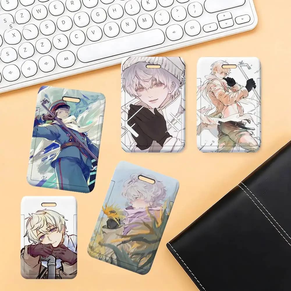 Cute Ivan B-Braginsky 1 Card Holder, Leather Card Storage Box, Key Chain, Access Tag Holder, ID Card Holder, Key Chain