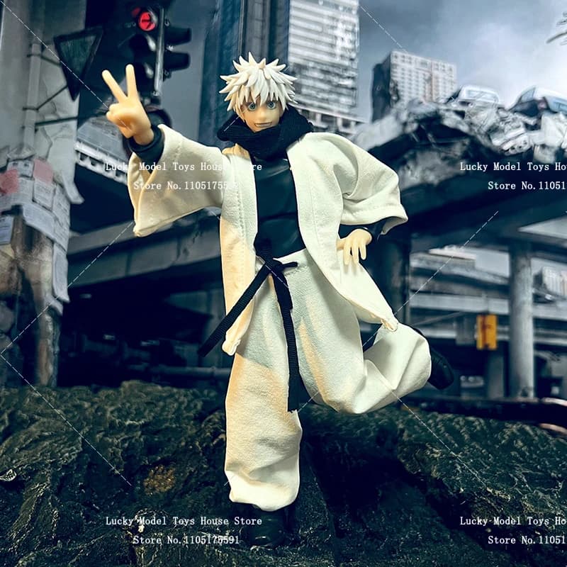 1/12 Gojo Satoru Soldier Black Scarf White Coat Bloomers Combat Clothes Set Toys Accessory For 6" Shf Figma Action Figure Body