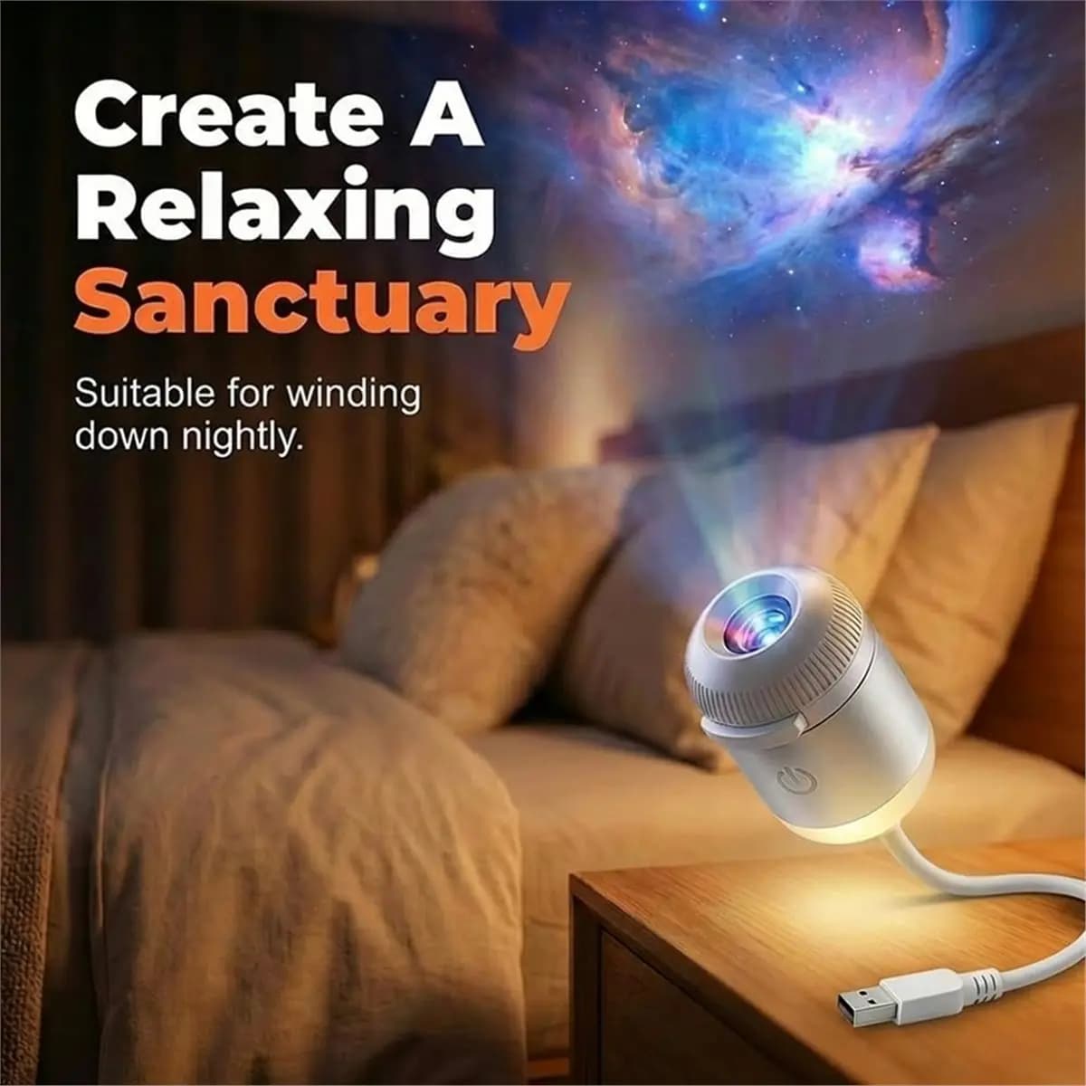 【MUST-HAVE LIST】 2-in-1 Galaxy Projector Night Light, USB Star Projector with Adjustable Brightness, Mini Galaxy Light Projector