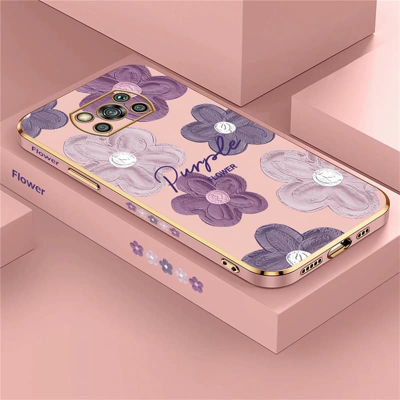 Placcatura Cassa Del Telefono Per Xiaomi Poco X3 X2 X5 X4 Pro M2 M4 M5S M3 F4 F3 GT C40 Morbido Modello Del Fiore Antiurto Della Copertura Posteriore Coque