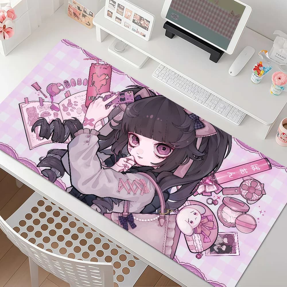 Cartoon Jirai Kei Cute Girl Mouse Pad Anti Slip Rubber Edge Locked Thickened Laptop Gaming Desk Mat
