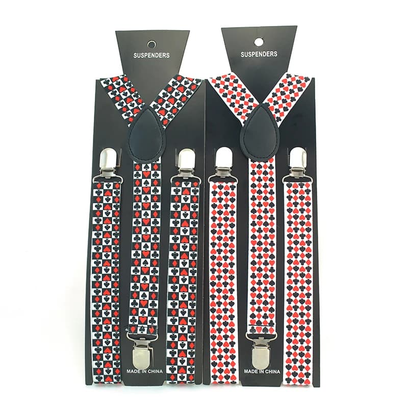 Bretelle Unisex con Design di Carte da Gioco, Clip Elastiche a Y, Bretelle con Papillon per Uomo e Donna, Supporto per Pantaloni