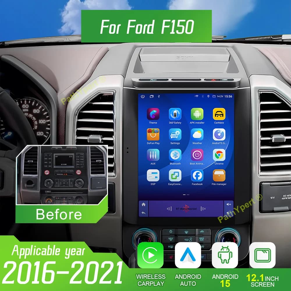 Autoradio Android 15 da 12.1'' per Ford F150 2016-2021, Lettore Multimediale con Android Auto Wireless, Stereo Bluetooth