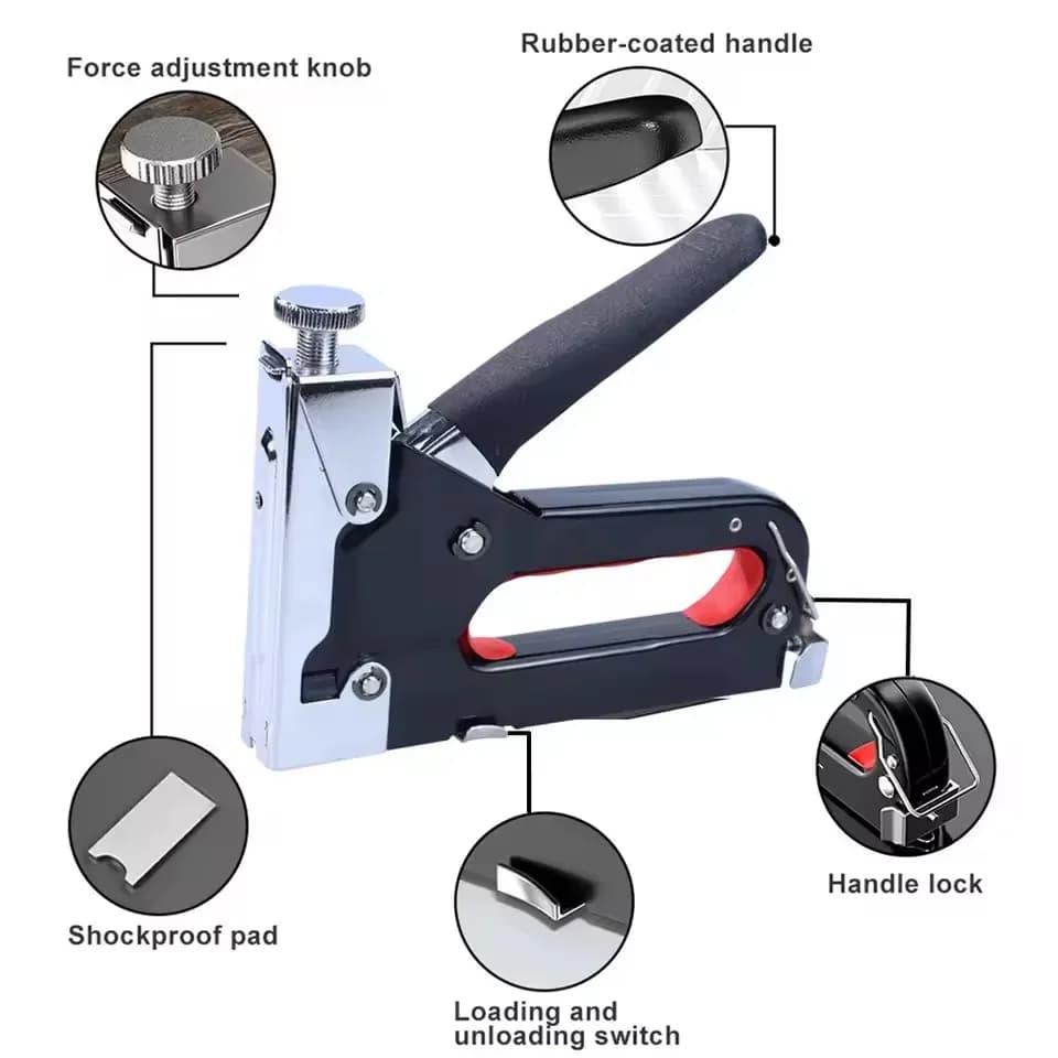 4 in 1 pistola per chiodatura manuale cucitrice da costruzione chiodo ad aria resistente lavorazione del legno libro di punti metallici speciale fai da te per la casa con 800 punti metallici