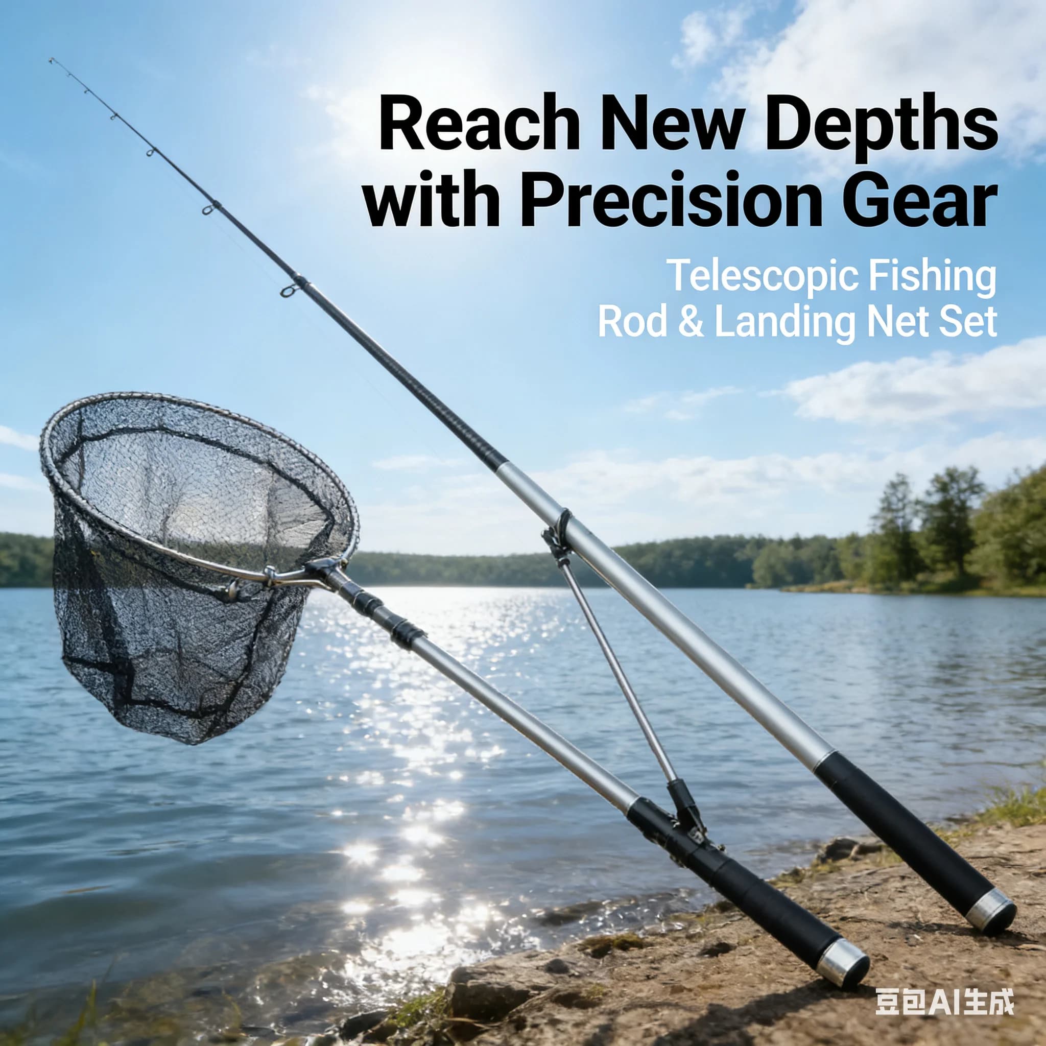 Manual mesh fishing equipment with built-in telescopic cable rod