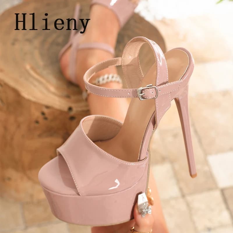 Hlieny Summer Street Style Peep Toe Women Sandals Buckle Strap Platform Super High Heels Ladies Nightclub Party Prom Shoes