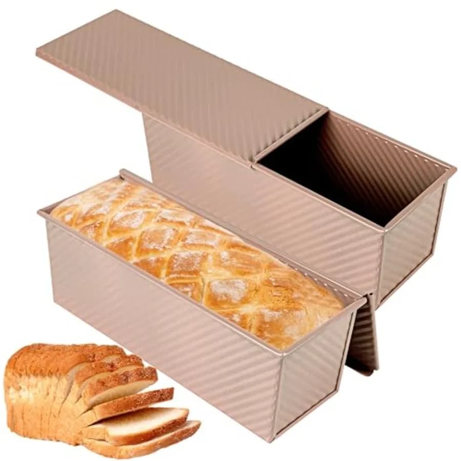 Set of 2 Handles for 1 kg Pullman Bread with Cover, Premium Non-stick coating, PFTE and PFOA, for a Safe Cover and Greeting