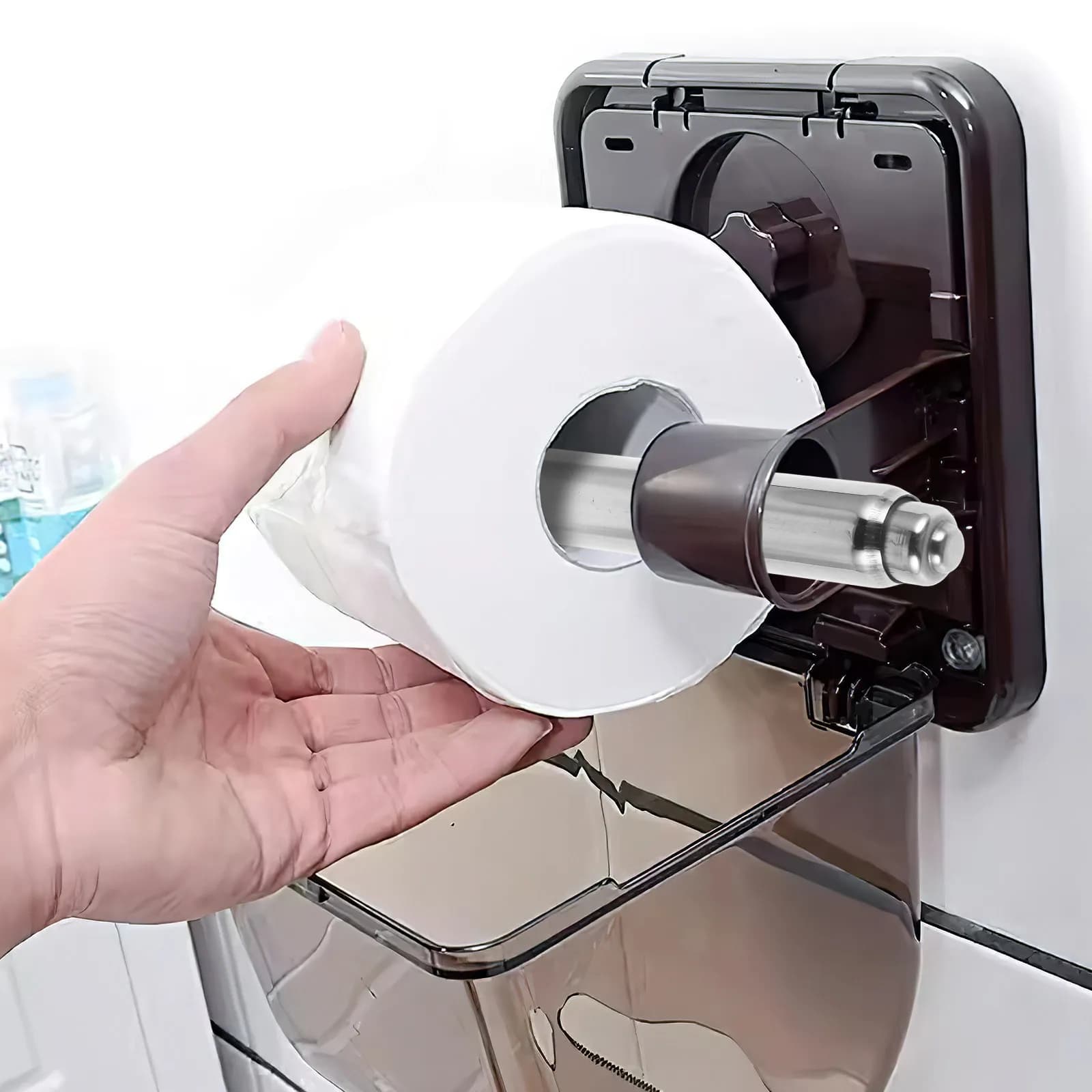 Portarotolo di Carta Igienica Estensibile Premium in Ceramica, Asta Retrattile per Rotolo di Carta, Ricambio per Casa e Hotel