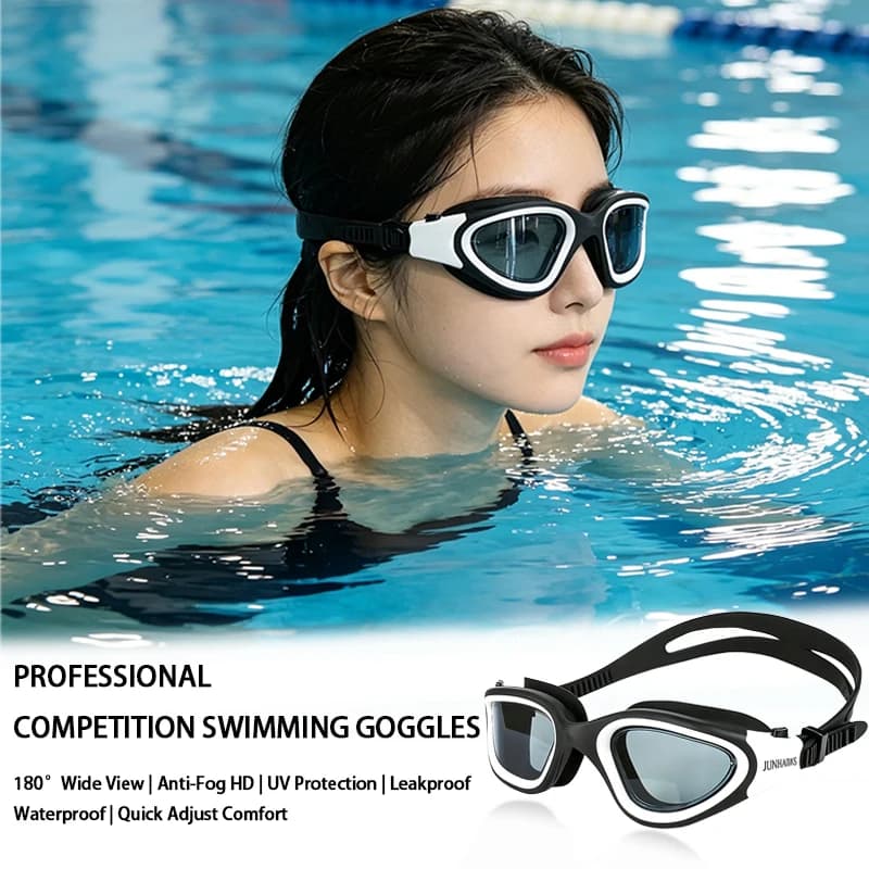 Occhialini da nuoto per adulti antiappannamento HD 180 ° Occhiali da Nuoto con Ampia Visuale, Protezione UV, Cinturino in Silicone, Regolazione Rapida, Lenti in PC Antiscivolo, Impermeabili
