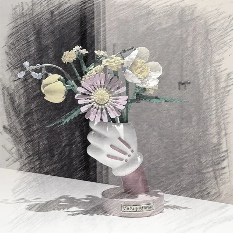 300+ pieces of artificial flowers bouquets colored home decoration interior decoration assembly brick toys Christmas gifts