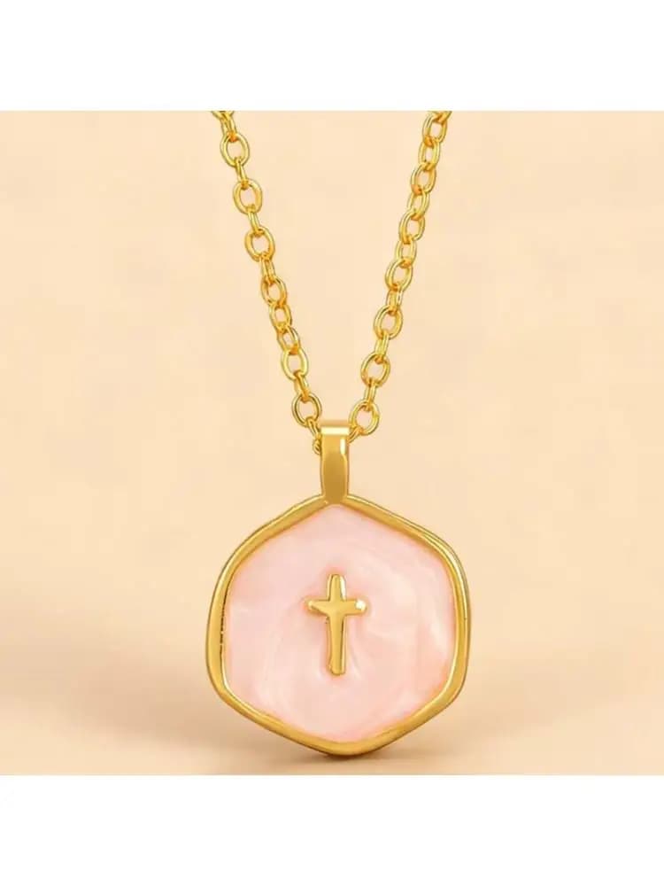 Unique Artistic Enamel Drop Crucifix Pendant Necklace Light Comfortable Wear