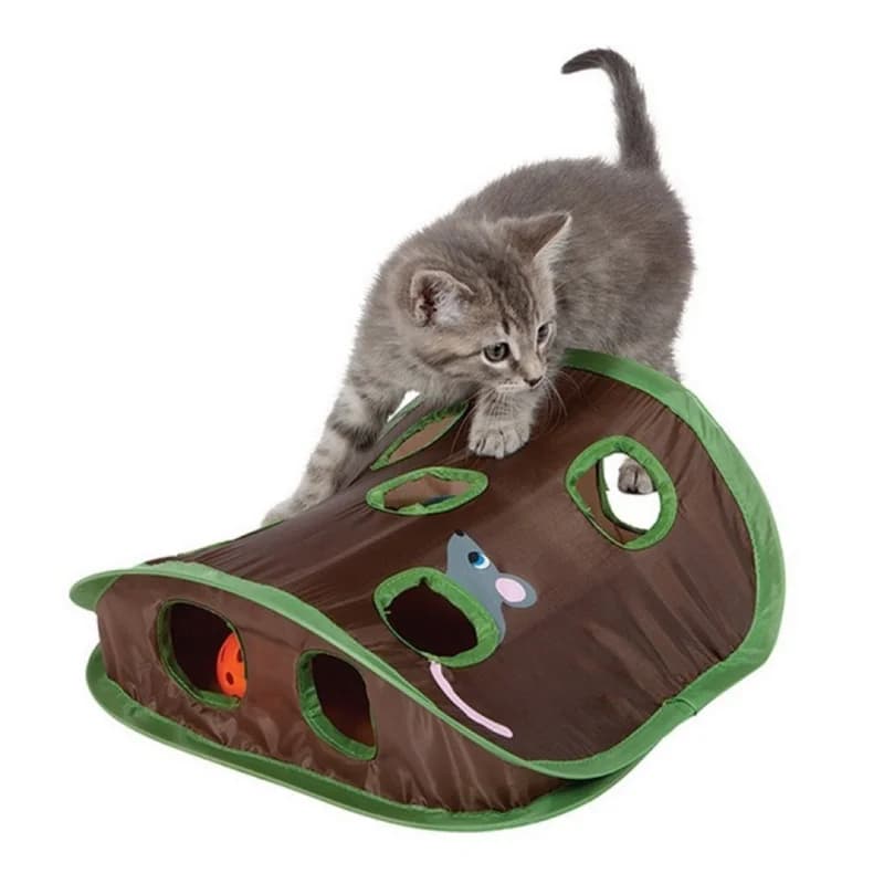 Giocattolo Interattivo per Gatti - Gioco Pieghevole Nascondi e Cerca con Tunnel e Caccia al Topo, Giocattolo Intelligente per Gattini