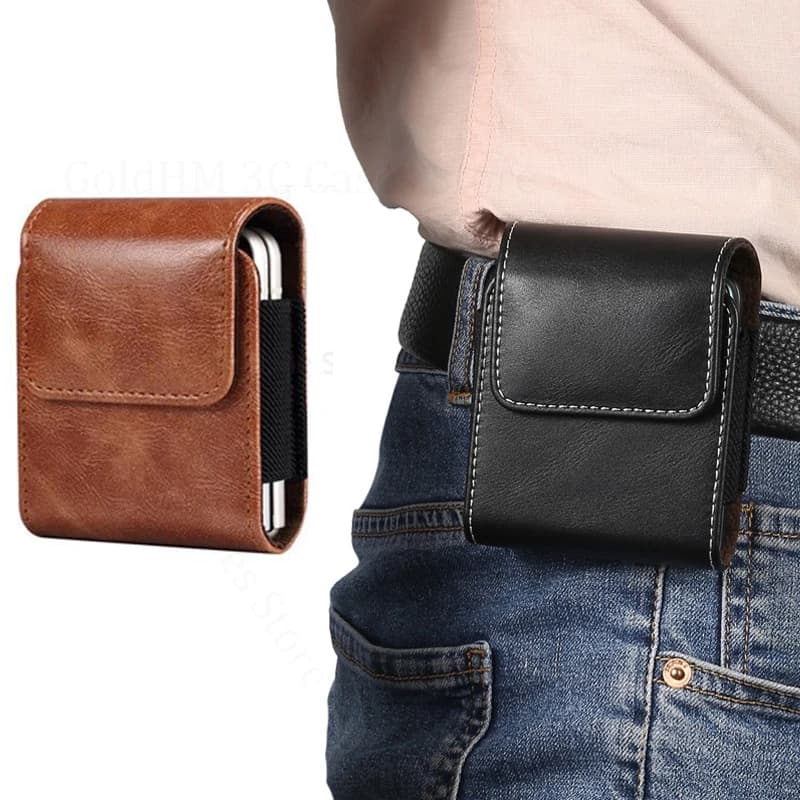 Capa For Honor Magic V Flip2 5G Magnet Flip Phone Pouch Cover Leather Phone Case For HONOR Magic V Flip 2 5G Belt Loop Waist Bag