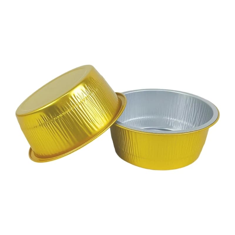 Contenitori in Alluminio Dorato Rotondi 450ml, Vaschette Usa e Getta Rinforzate Resistenti al Calore per Alimenti