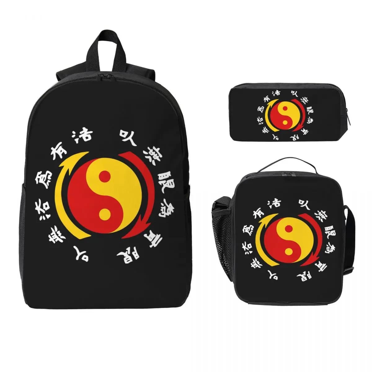 Zaino con logo JKD Jeet Kune Do per ragazzi e ragazze, borsa per libri, borsa per la scuola, borse a tracolla per laptop, 3 pezzi, borsa termica per il pranzo, astuccio per matite
