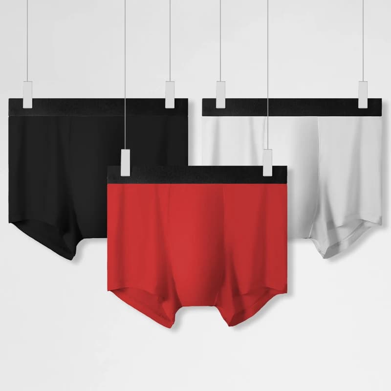 3pcMen's ice silk seamless underpants, men's sports breathable flat trouser cuffs, men's summer thin and comfortable four-corner