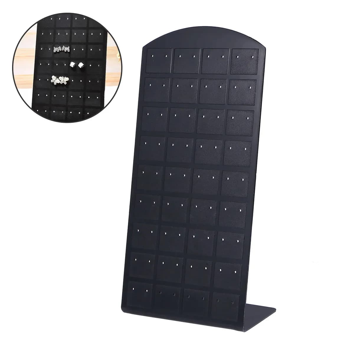 Espositore per Orecchini a 72 Fori, Supporto per Gioielli in Acrilico Nero, Pannello Trasparente 186cm x 88cm x 56cm