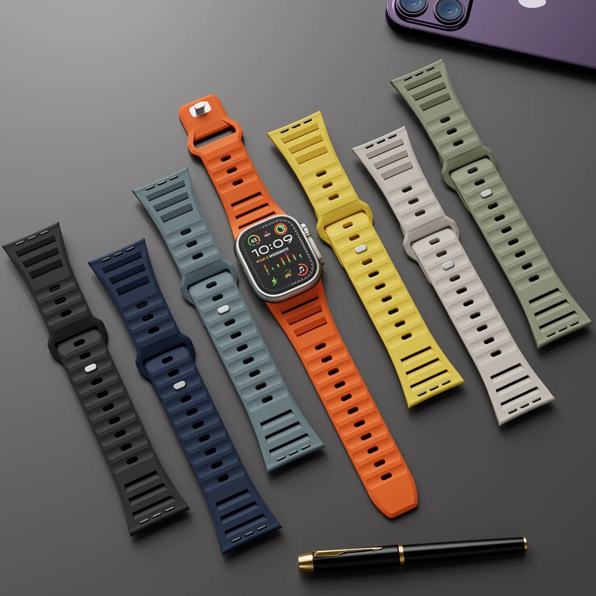 Cinturino sportivo in Silicone per cinturino Apple watch Ultra 49mm 45mm 44mm 42mm cinturino da polso correa bracciale iwatch Series 9 8 7 6 SE 5 4