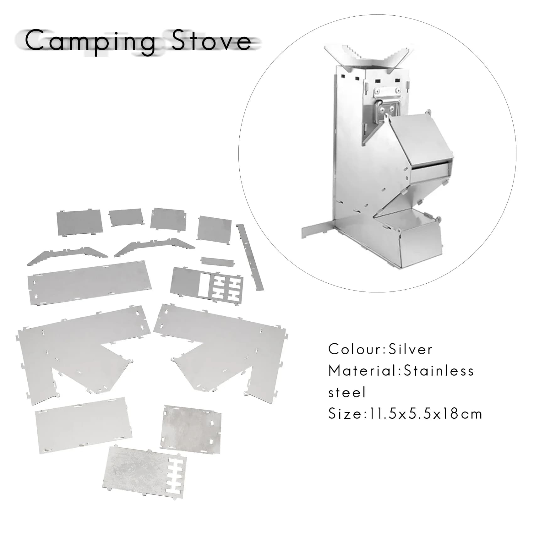 A64T- Light folding wood rocket cooker Backpack for camping excursions for outdoor picnic barbecue