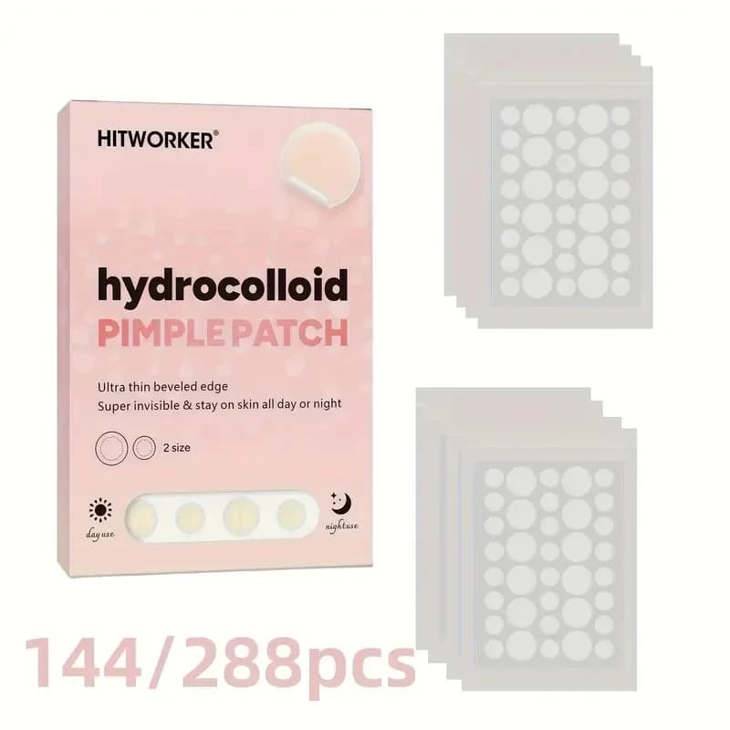 144/288 cerotti per l'acne HITWORKER - 2 misure, adatti a tutti i toni della pelle beige chiaro, per uso diurno e notturno