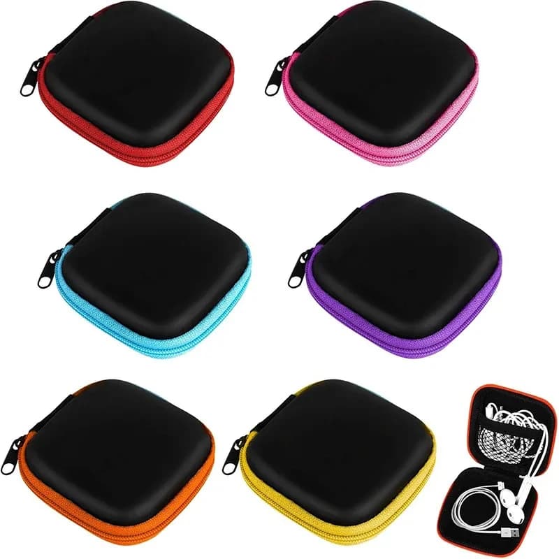 1/2/3pcs Portable Shockproof Headphone Case Earphone Bag USB Cable Case Carrying Pouch Earphone Accessory Square Storage Box