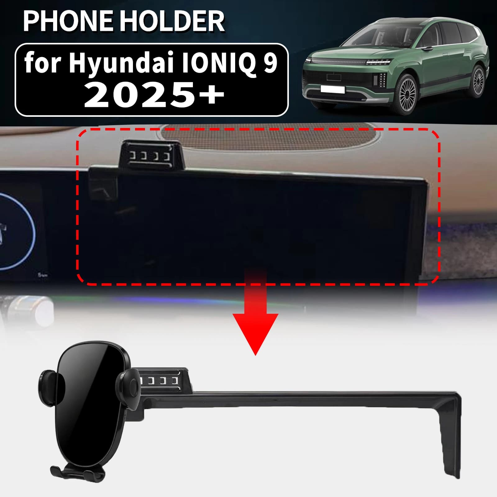Supporto per Telefono Specifico per Hyundai IONIQ 9 2025 2026 2027, Supporto GPS per Auto, Facile da Installare, Accessori Auto