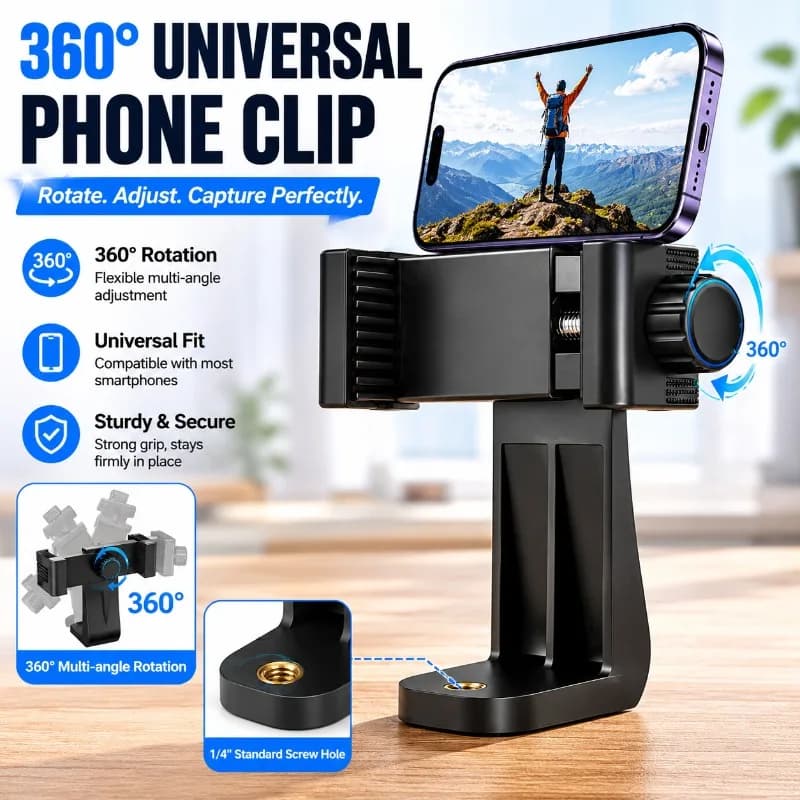 Rotatable Universal Phone Holder Tripod Adjustable Horizontal Vertical Bracket Multifunctional Selfie Stand Stable Base Design