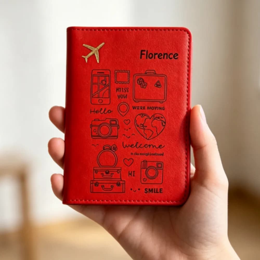Personalized Cartoon Custom Name Open Style Passport Holder, Multicolor Passport Visa Storage Practical Travel Gift