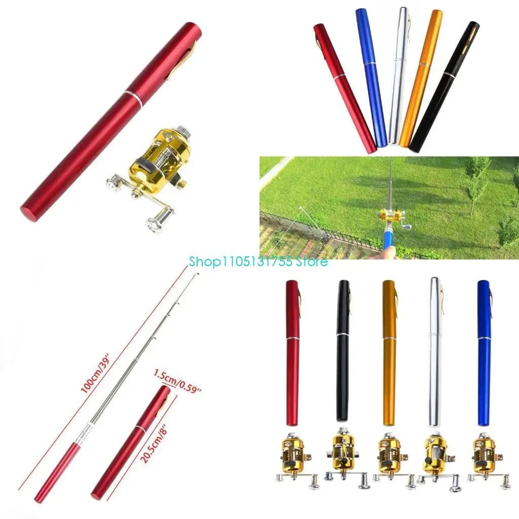 K0EF Mini canna da pesca portatile telescopica tascabile con canna da pesca in lega alluminio + mulinello