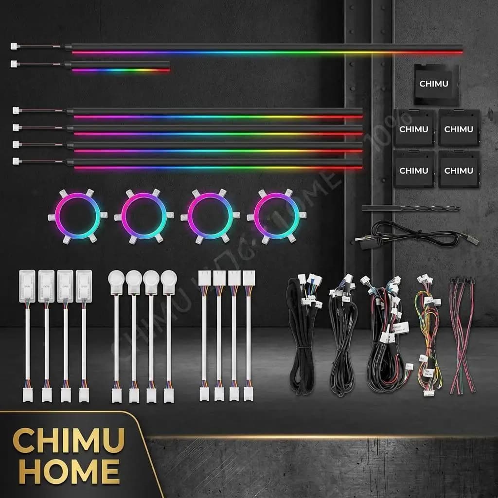 【CHIMU HOME】 22 in 1 Universal C2 Colorful Dynamic Car Ambient Lighting Interior LED Speaker Ring Light Strip APP Control