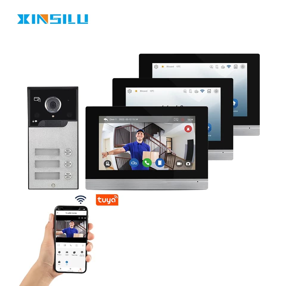 XINSILU IP 7 pollici Touch Screen Interphone Smart Tuya Citofono Rilevazione movimento Telecamera a colori con sblocco RFID Videocitofono