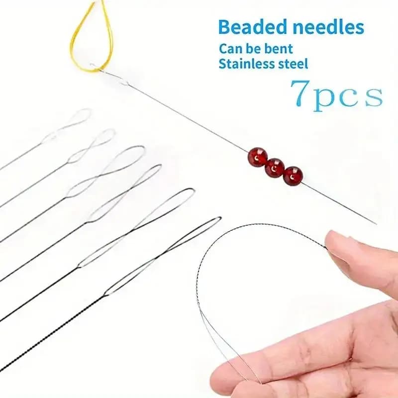 Set di 7 Aghi per Perline in Acciaio Inossidabile, Strumenti Magici per Creazione di Gioielli Fai-da-Te, Accessori per Perline, Robusti e Durevoli