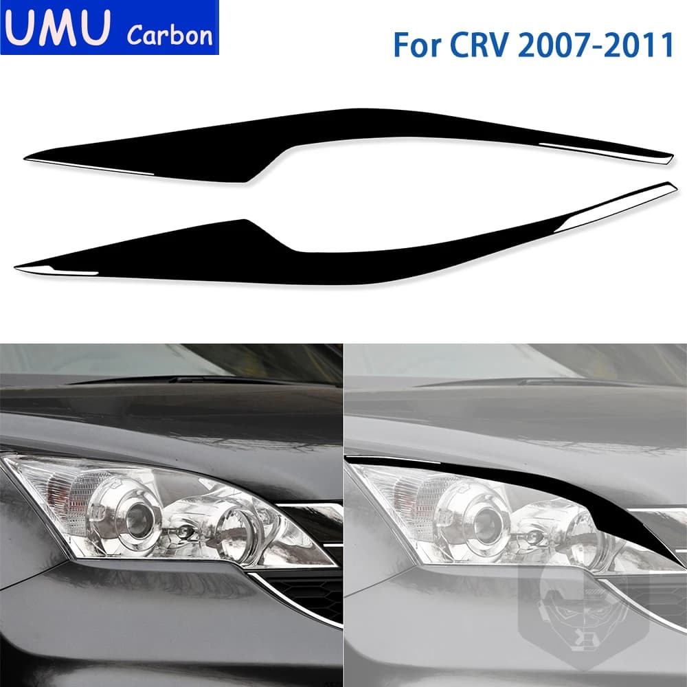 Per Honda CRV 2007 2008 2009 2010 2011 Accessori Auto In Plastica Nera Esterno Faro Sopracciglio Trim Adesivo Decorazione