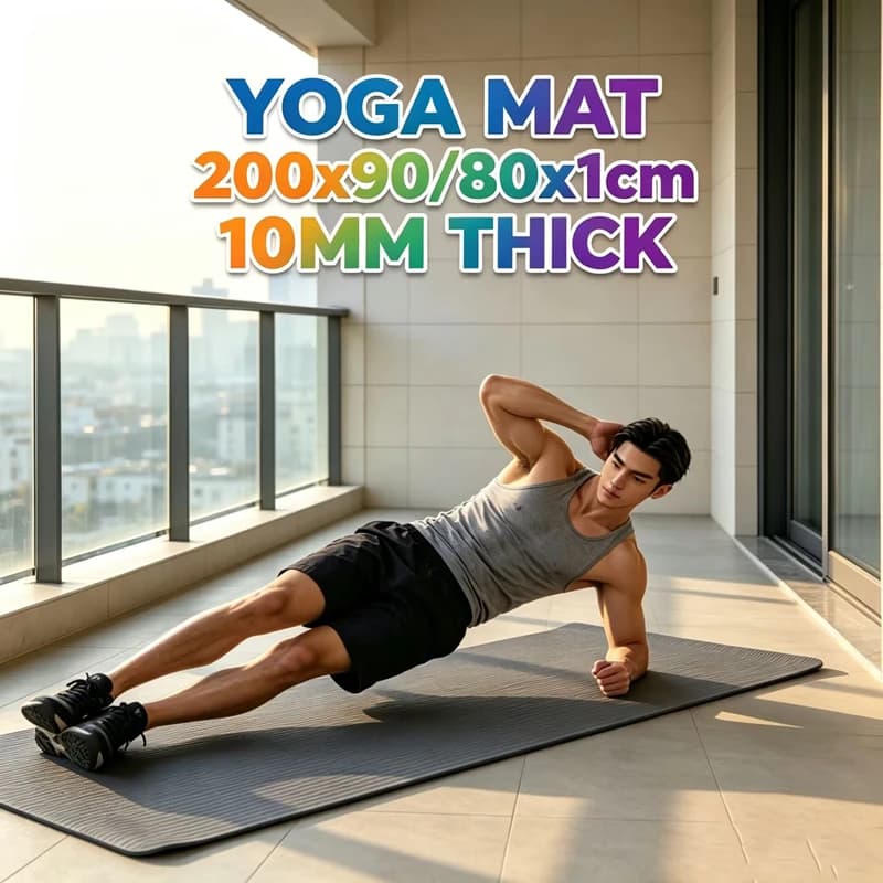 Yoga Mat Moisture-proof Non-Slip 10mm ThickDurable Exercise 200x90cm Fitness Workout Yoga Mat Indoor Pilates Noise Reduction