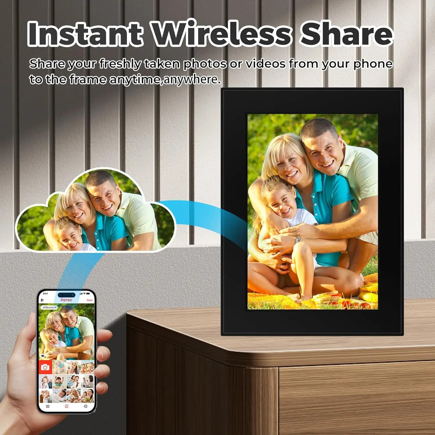 10.1 Inch Smart WIFI Digital Photo Frame Capacitive Touch Screen Automatic Rotation Clock Plays MP4 Videos MP3 Audio