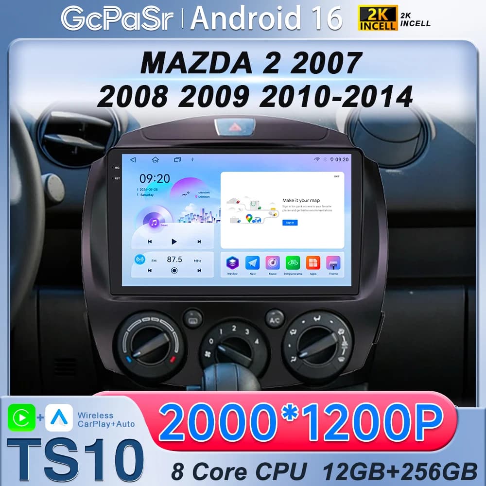 Autoradio Per MAZDA 2 Mazda2 2007 2008 2009 2010 2011 2012 2013 2014 GPS Navi 2din 2 din autoradio Lettore Multimediale Android
