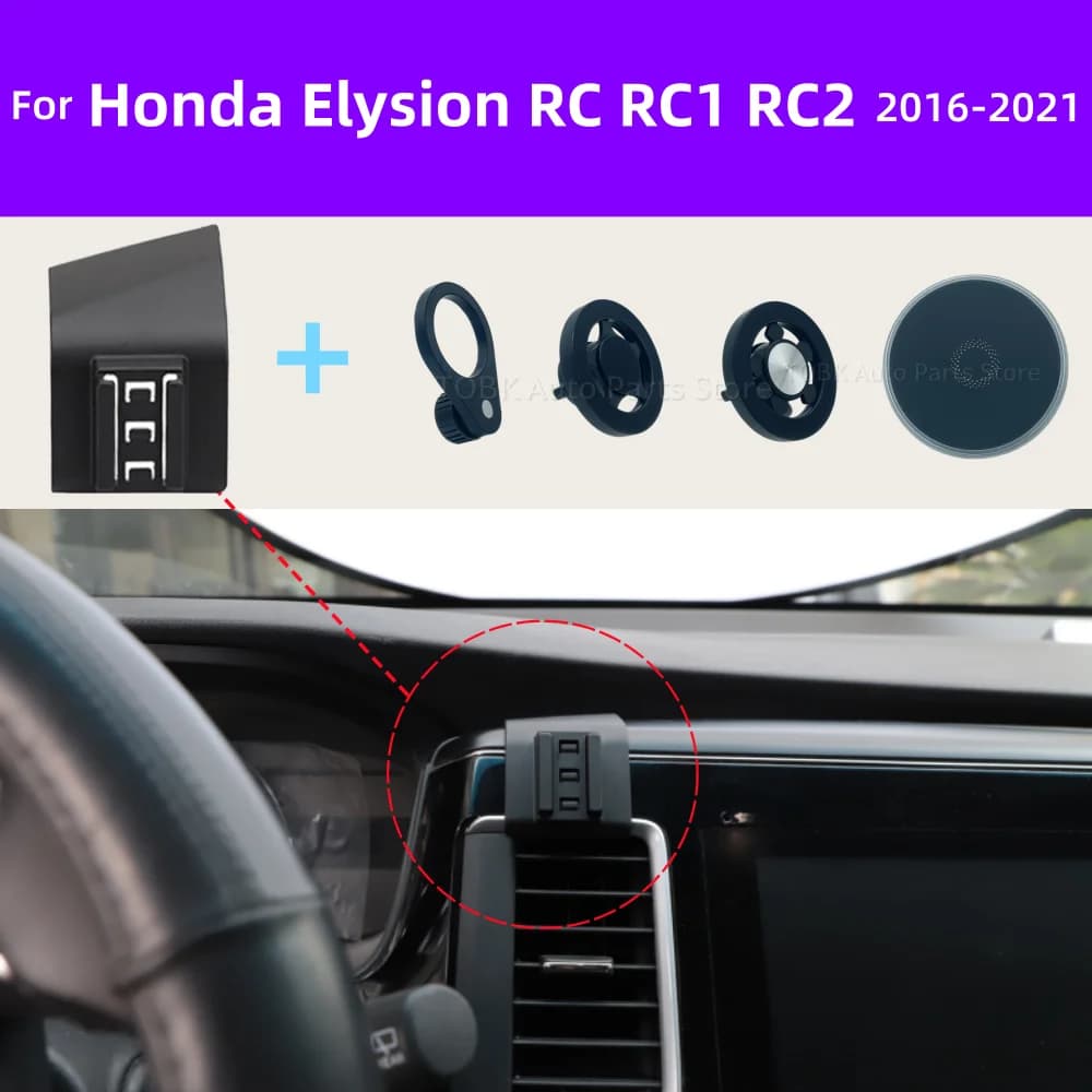 for Honda Elysion RC RC1 RC2 2016-2021 Car MagSafe Mount Magnetic Stand Phone Holder Wireless Charging Base Interior Accessory