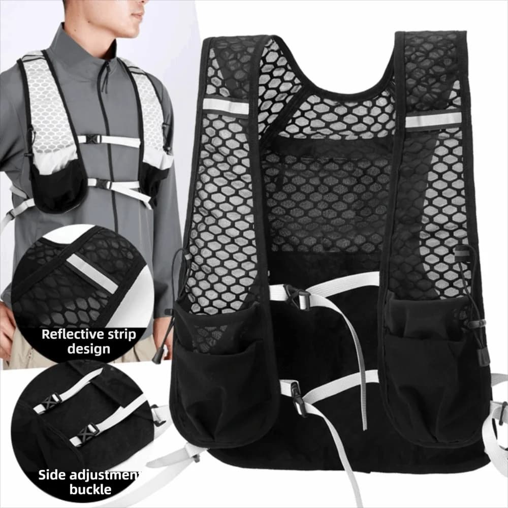 Light hydration backpack Multiple pockets Breathable racing hydration vest Comfortable reflective chest backpack