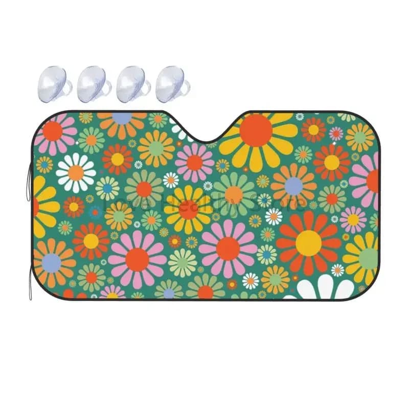 Abstract Groovy Hippie Flowers Parabrezza Parasole Pieghevole per finestrino anteriore per auto Parasole Protezione floreale per visiera parasole