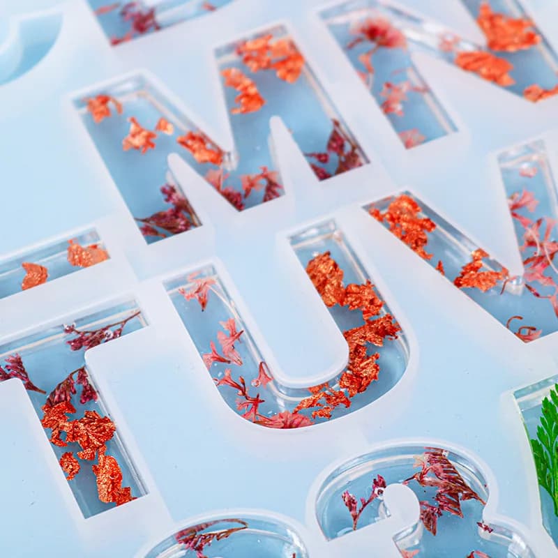 Stampi in silicone con forme di lettere positive e negative in resina epossidica, adatti per portachiavi fai da te, gioielli in cioccolato e ciondoli.