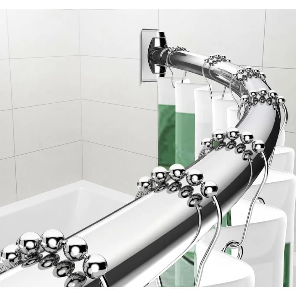 Asta doccia curva regolabile da 42-73 pollici in acciaio inossidabile salvaspazio per bagno cromato