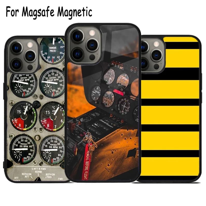Custodia per telefono con ricarica wireless e design a spallina da pilota di aereo per iPhone 17 Air 15 16 16e 14 13 11 12 Pro Max Plus, Cover Magnetica Magsafe