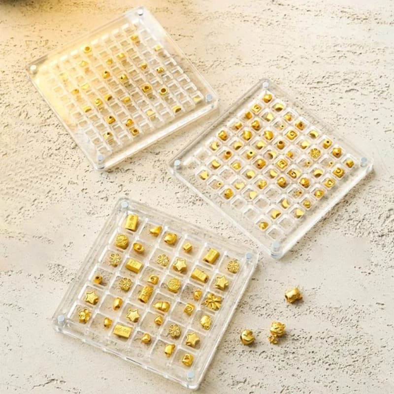 36/64/100 Grids Small Gold Bean Storage Box Acrylic Gold Transfer Pendant Compartment Collection Box Antioxidant Display Box
